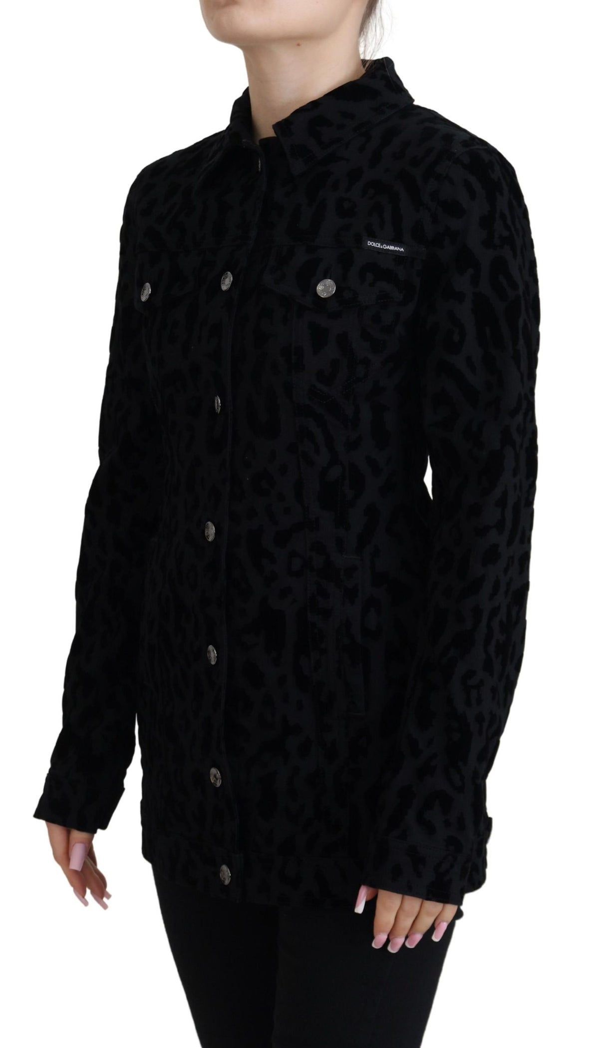 Dolce & Gabbana Chic Leopard Pattern Denim Jacket