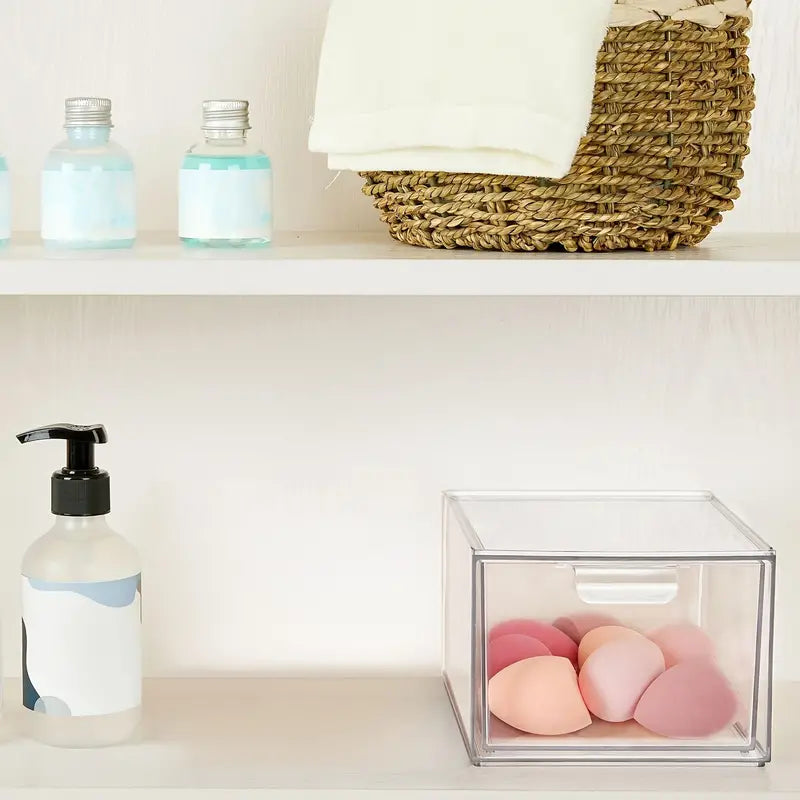 Stackable Acrylic Makeup Organizer with Storage Drawers