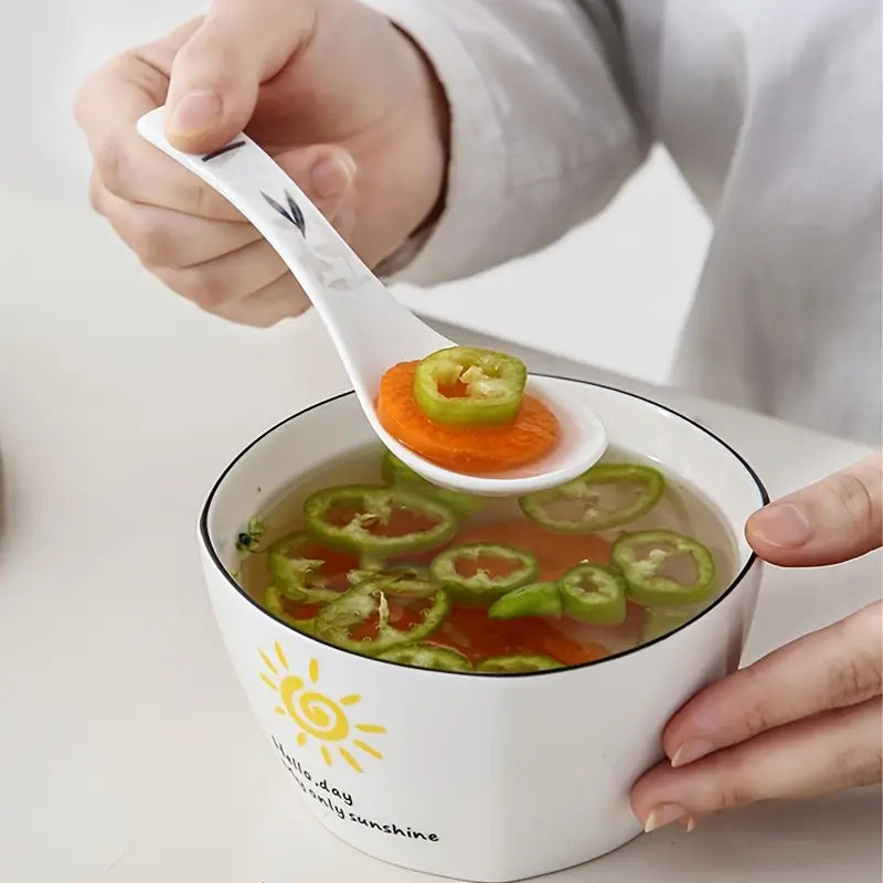 Ceramic Cooking Spoon Set for Home Kitchen Use