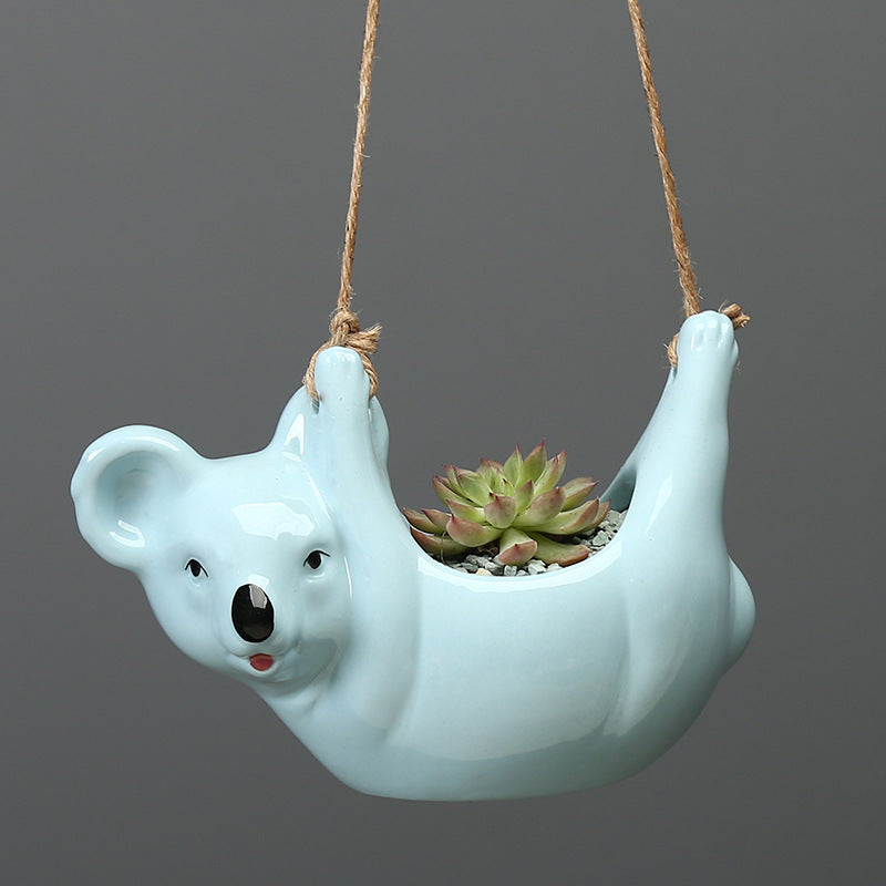 Cute Cartoon Koala Hanging Basket Ceramic Planter