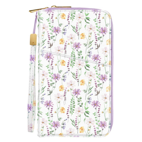 Simikol Family Passport Holder Wallet RFID Blocking Document Organizer PU Leather Mulit-purpose Travel Wallet Credit Cards Case for Women Men White Daisy