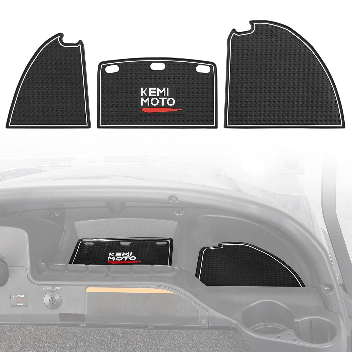 Kemimoto Golf Cart Dash Mats Compatible with Club Car Precedent 2004-2023 and Onward Tempo 2007-2023 Golf Cart Accessories White Trim