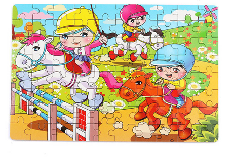 80-Piece Wooden Puzzle Set - Cartoon Educational Toy