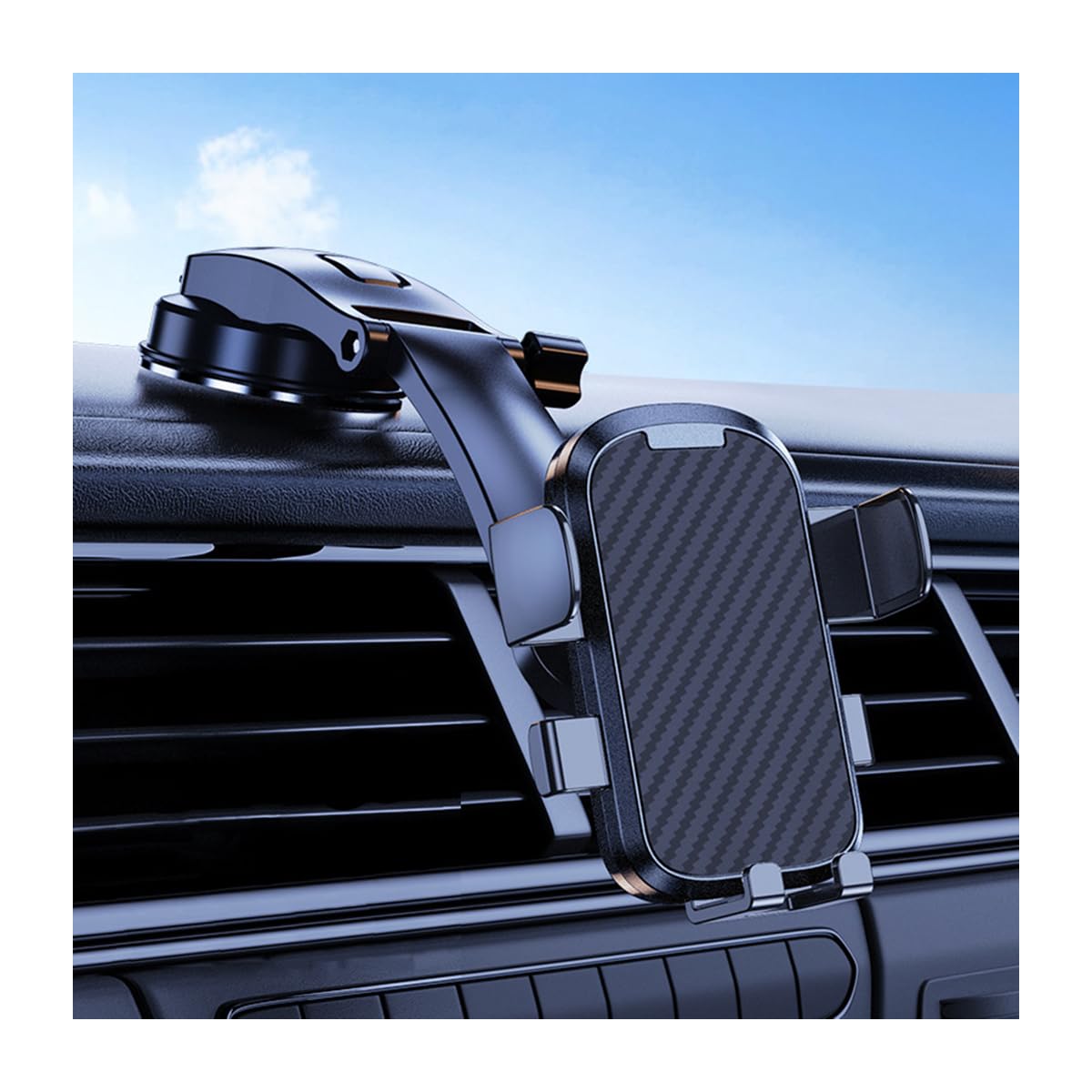 Bittwee Car Dashboard Phone Holder 360° Adjustable Stable Automotive Phone Holder Mount Clip with Powerful Vacuum Suction & Flexible Arm Compatible with 12 13 14 Plus Pro Max S23 S22 S21（Black）