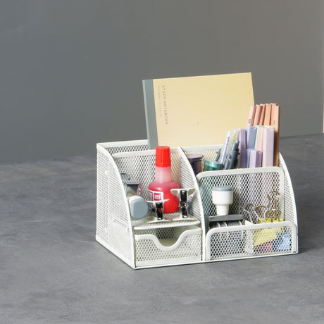 Multifunctional Desktop Organizer with Metal Pen Holder