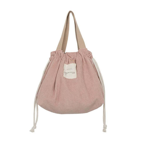 Leadigol Drawstring Cosmetic Bag Japanese Style Tote Bag Corduroy Makeup Bag Travel Storage Organizer Corduroy Canvas Lunch Bag Dinner Container Food Storage Bags(pink)