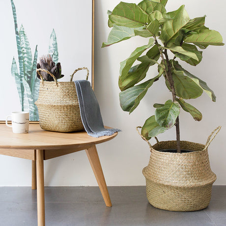 Foldable Natural Sea Grass Storage Basket for Home