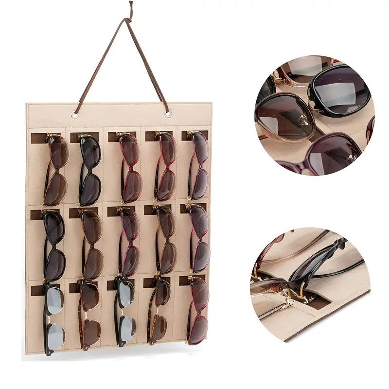 Wall Mounted Felt Sunglasses Storage Organizer (1pc)