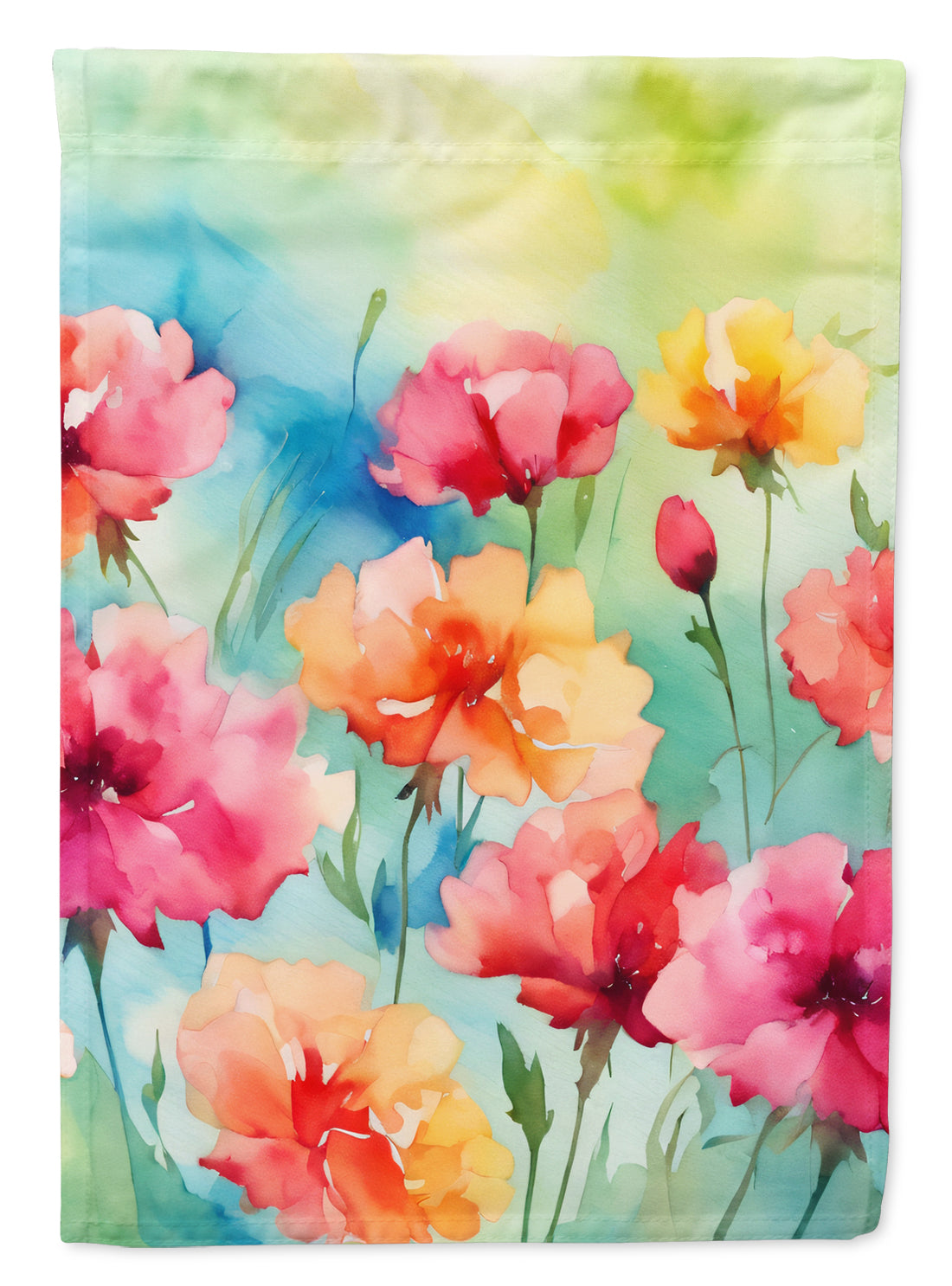 Carnations in Watercolor Garden Flag