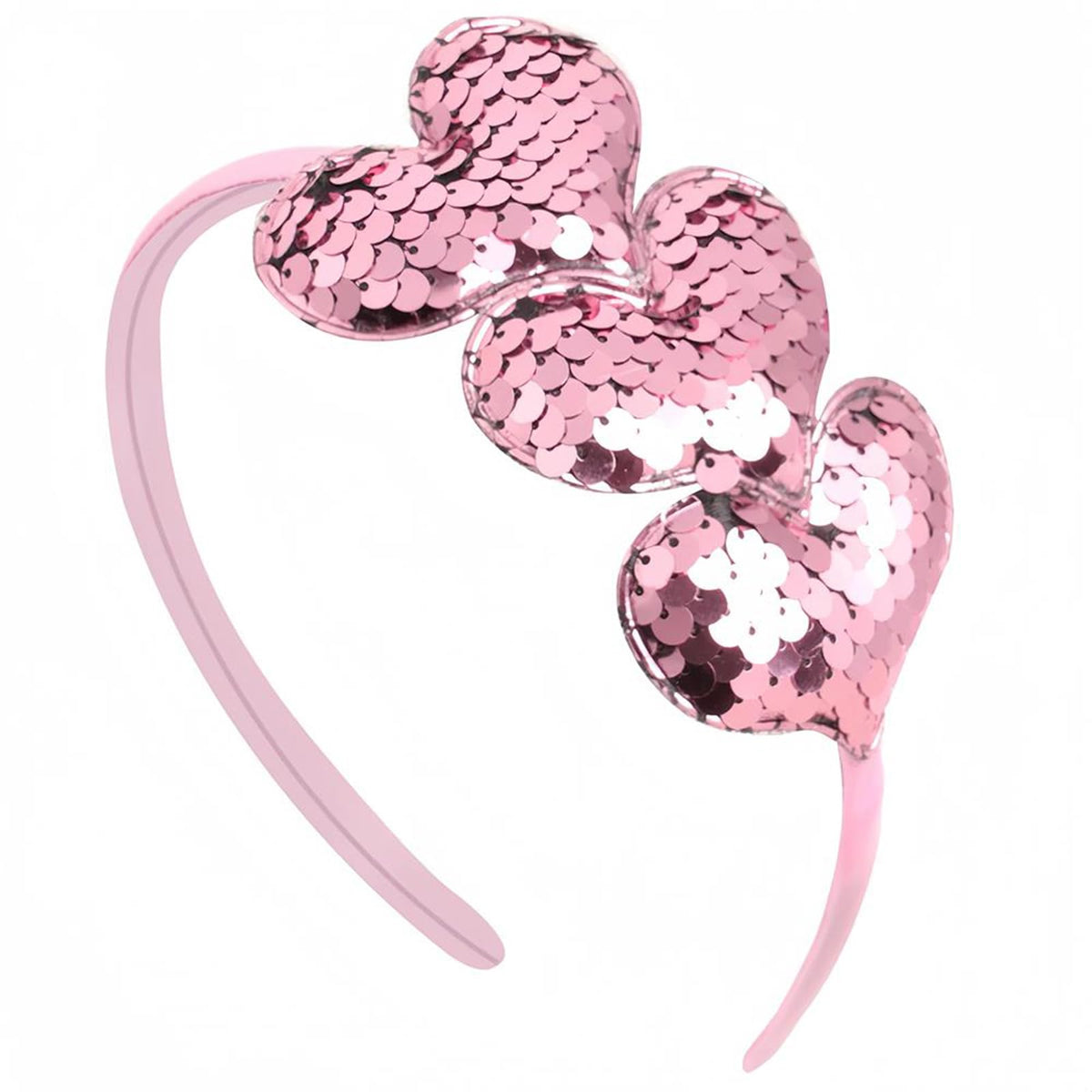 ZEYER Valentines Day Headband Glitter Heart Hair Band Pink Love Sequin Hair Bands Glitter Romantic Headpiece Cute Hair Accessories for Women Girls Festival Holiday Party Supplies