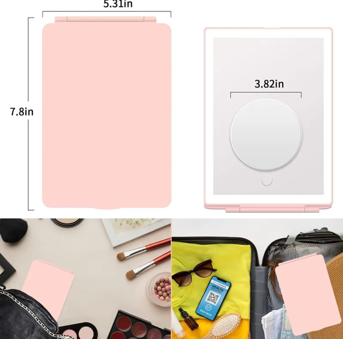 Foldable LED Touch Makeup Mirror