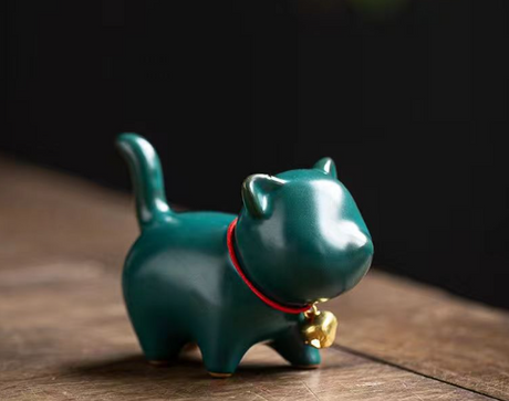 Cute Cat Ceramic Figurine for Mini Tea Garden Decor