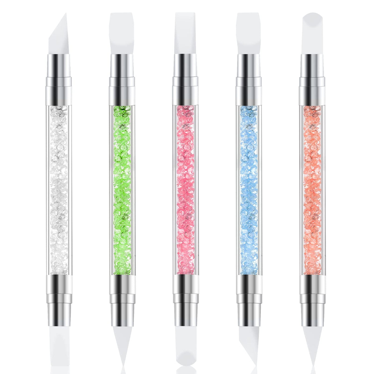 5 Pcs Nail Art Sculpture Pen Dual Tipped Silicone Nail Tools Nail Art Acrylic Pen Silicone Brushes for Resin Nail Art Tools for Design Nail Foil Carving Drawing Effect Shaping Drawing