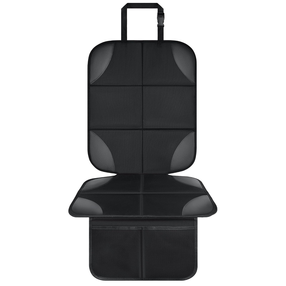 Musclez Baby Car Seat Protectors for Child Car Seat Baby Car Seat Cover Waterproof 600D Fabric Padding Non-Slip Backing 2 Mesh Pockets Carseat Protector for Travel Vehicles Baby Pets (Black-1pcs)