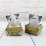 Cute Cat Resin Piggy Bank for Kids' Home Decor