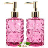 goyisee Soap Dispenser with PumpSoap Dispenser with Diamond Pattern for Kitchen CountertopBathroomhot Pink Bathroom Accessories (Rose 2 Pack)