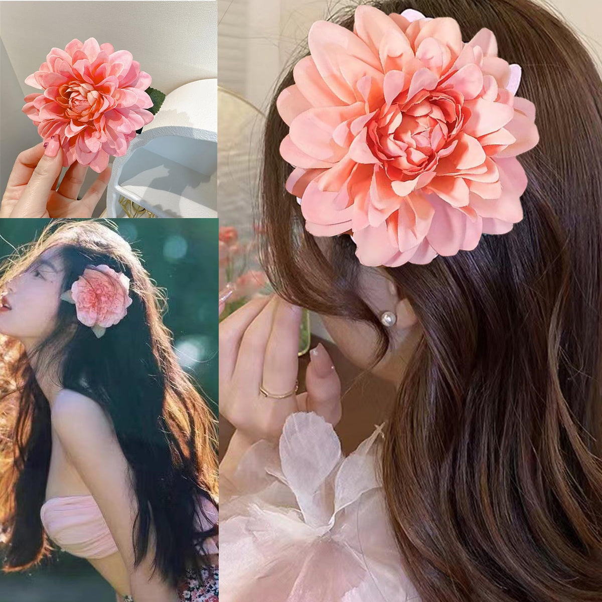 Flower Hair Clip Floral Hair Barrettes Brooch Hair Pins Hair Accessories Hairpin for Women and Girls 1 PC-062#07