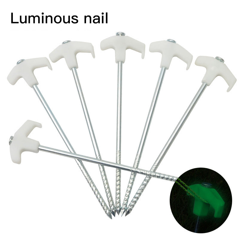 2 Ultra-Light Camping Tent Stakes 25cm Glow-in-the-Dark