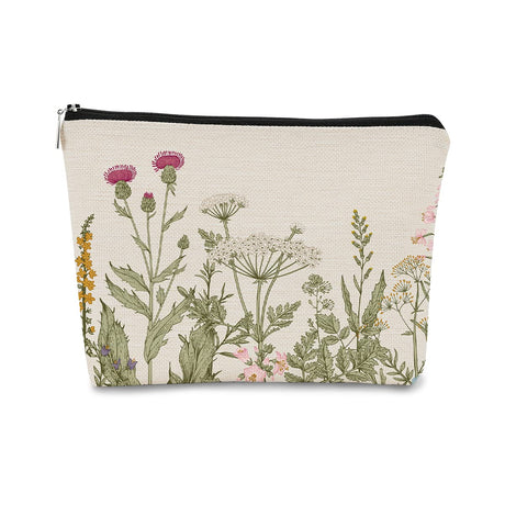 Vintage Cottagecore Summer Aesthetic Botanical Herbs Wildflowers Makeup BagFloral Cosmetic Bag Best Gift Idea for Flower Lovers Girls WomenZipper Travel Toiletry Bag Mothers Day Gifts for Mom