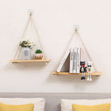 Wall-Mounted Wooden Shelf with Decorative Rope Planter