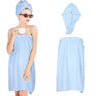 TOCOHO Women Microfiber Bath Wrap Towel and Hair Drying Towel - Adjustable Soft Body Wraps Dress with Hair Towel Super Absorbent to Quick Drying Hair and Body (Blue)