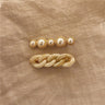 Trendy Pearl Chain Hair Clip Set - Korean Hair Accessories