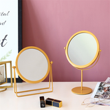 Round Metal Makeup Mirror with Desktop Stand