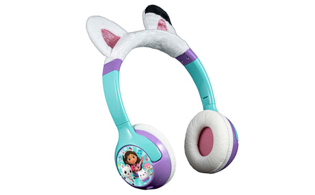 eKids Gabbys Dollhouse Kids Bluetooth Headphones Wireless Headphones with Microphone Includes Aux Cord Volume Reduced Kids Foldable Headphones for School Home or Travel