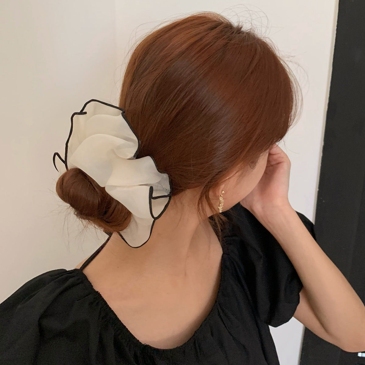 Solid Black Chiffon Elastic Hair Band Accessories