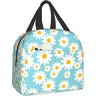 KKLDOGS Blue Daisy Insulated Lunch Bag Reusable Lunch Box Freezable Cooler Thermal Tote Bag for Kid Women School Work Camping Travel Fishing Picnic