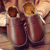 Home Cotton Slippers with Genuine Leather Sole