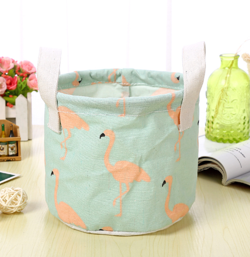 Cosmetic and Snack Storage Bins with Flamingo Design