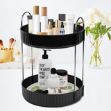 Zufudo Rotating Makeup Organizer Countertop 2 Tier Lazy Susan Trays Spinning Skincare Perfume Storage for Bathroom Counter Vanity Black