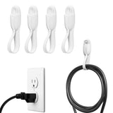 Self Adhesive Silicone Extension Cord Holders Cord Organizer Charger Cable Management for Organizing Home Office Desk appliances TV Phone Car Wire (4 White)