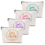 4 Pcs Girls Trip Gifts Favors Girls Weekend Gifts Funny Makeup Bag Bestie Gifts Weekend Bag Vacation Cosmetic Bag Friendship Gifts for Women Friend Graduation Wedding Gifts Toiletry Bag
