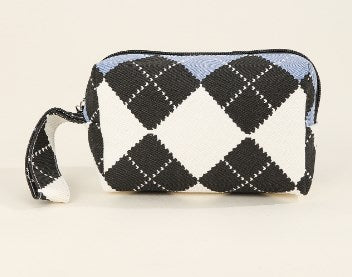Japanese Style Plaid Canvas Cosmetic Bag for Women