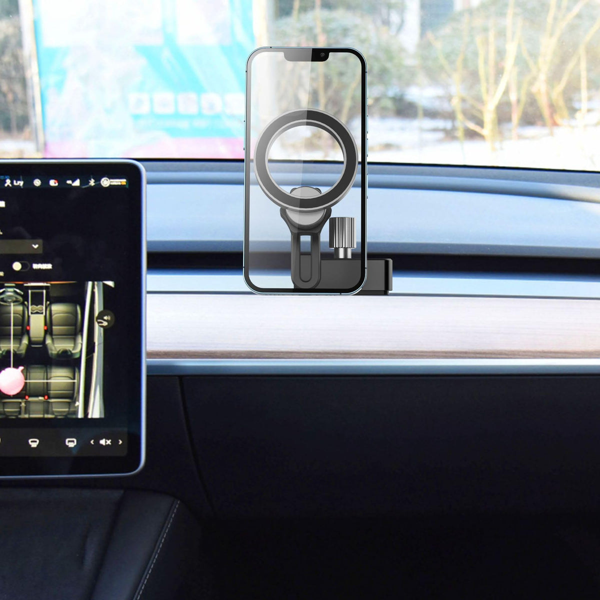 TELAJITSL for MagSafe Car Mount Tesla Magnetic Car Mount Tesla Touchscreen Car Phone Holder Mount Magnetic Phone Holder for Car Tesla Model y Accessories for iPhone 15/14/13/12 Charging Not Supported