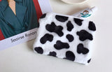 Cow Print Plush Makeup Organizer and Coin Purse for Girls
