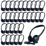 JINWAYBST Headphones Bulk for Classroom Wholesale Childrens 30 Pack Headphones with 3.5 mm Jack for KidsSchool Student Libraries Computer Lab Testing Centers (009 Black Headphones)