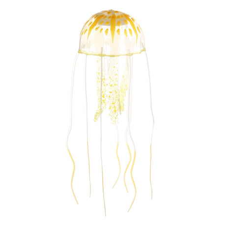 VOCOSTE Fish Tank Jellyfish Decoration Silicone Fluorescent Jellyfish Glow Ornaments Aquarium Decor with Suction Cup Orange 2.3"x5.9"