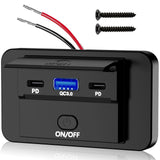 VANONE 12V USB Outlet Dual 36W PD USB C Ports and 18W QC3.0 USB Charging Port 12 Volt Outlet Charger Socket Wall Mount Accessories for Car Bus Boat Marine Motorcycle RV ATV Truck Golf Cart etc