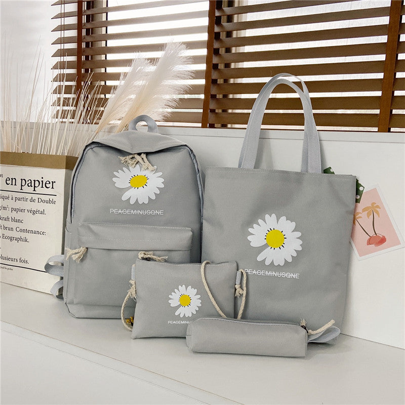 Daisy Print Backpack Set for Students (4 Pieces)