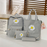 Daisy Print Backpack Set for Students (4 Pieces)