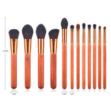 12-Piece Makeup Brush Set with Powder Brush and Wood Brushes