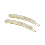 French Amie Rounded Oblong Small 2.5" Cellulose Acetate Set of 2 Hair Clips Strong Hold No Slip Grip Side Slide-in Barrette Clip Women Hair Accessories Made in France (Cream Ivory)
