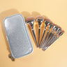 9-Piece Gold Plated Makeup Brush Set for Professionals