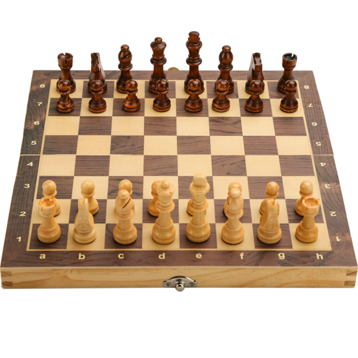 15" x 15" Magnetic Wooden Folding Chess Set with 2 Extra Queens Handmade Game Board Interior for Storage for Adult Kids Beginner Large Chess Board