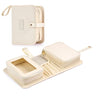 Travel Makeup Bag for Women for Cosmetics Brushes and Toiletries Compact and Portable Makeup Organizer Large Capacity Storage Cosmetic Bag for Business Vacation or Weekend Traveling (Ivory)