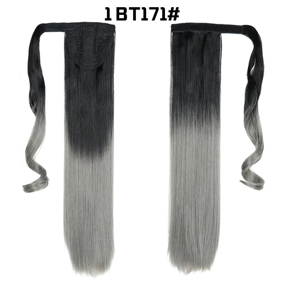 European American Long Straight Hair Velcro Ponytail