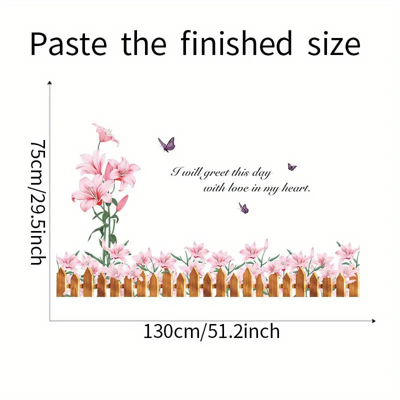 2 Wall Stickers with Pink Flower Slogan for Home Decor